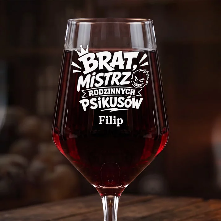 Mega Kieliszek Do Wina z Grawerem Dla Brata Prezent Dla Mężczyzny: Brat, Mistrz Rodzinnych Mega Kieliszek Do Wina z Grawerem Dla Brata Prezent Dla Mężczyzny: Brat, Mistrz Rodzinnych