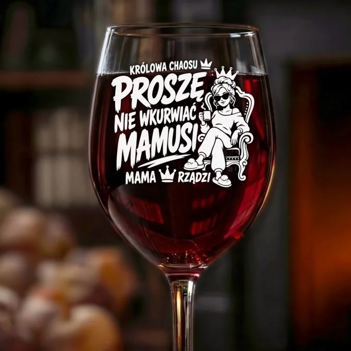 Kieliszek Do Wina Dla Mamy Prezent Na Dzień Mamy Dla Kobiety: Królowa Chaosu