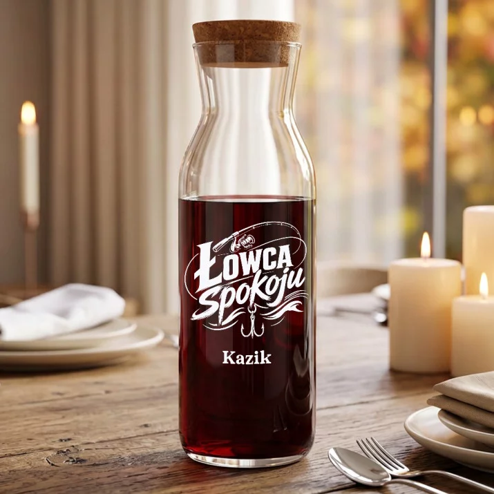 Karafka Do Wina Personalizowana Dla Wędkarza Prezent Dla Mężczyzny: Łowca Spokoju Karafka Do Wina Personalizowana Dla Wędkarza Prezent Dla Mężczyzny: Łowca Spokoju
