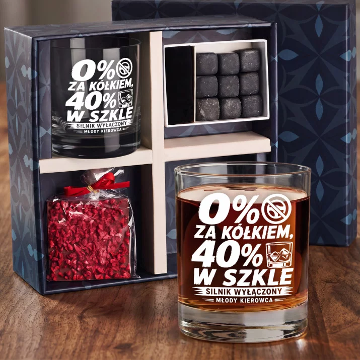 Zestaw Prezentowy Whisky Dla Młodego Kierowcy Dla Mężczyzny: 0% Za Kółkiem, 40% W Zestaw Prezentowy Whisky Dla Młodego Kierowcy Dla Mężczyzny: 0% Za Kółkiem, 40% W
