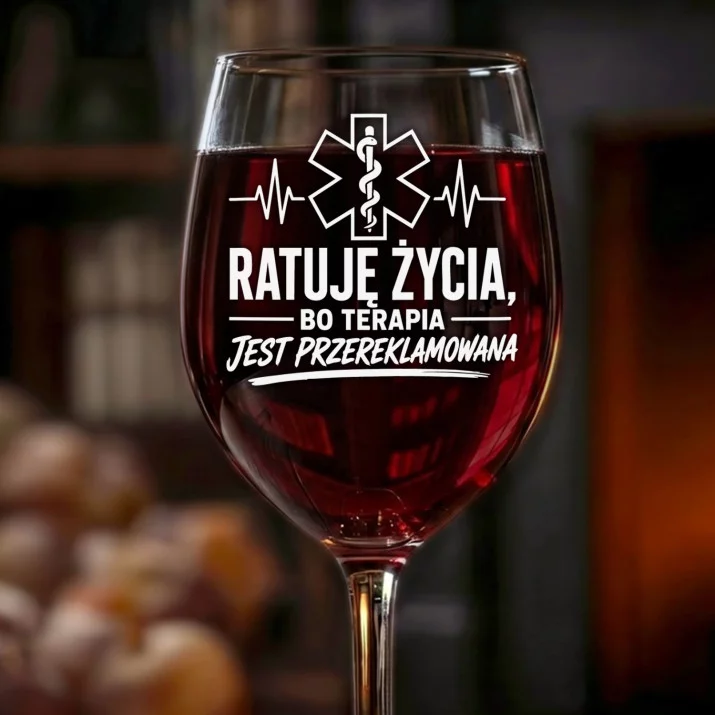 Kieliszek Do Wina Dla Ratownika Medycznego Prezent Dla Mężczyzny: Ratownik, Terapia