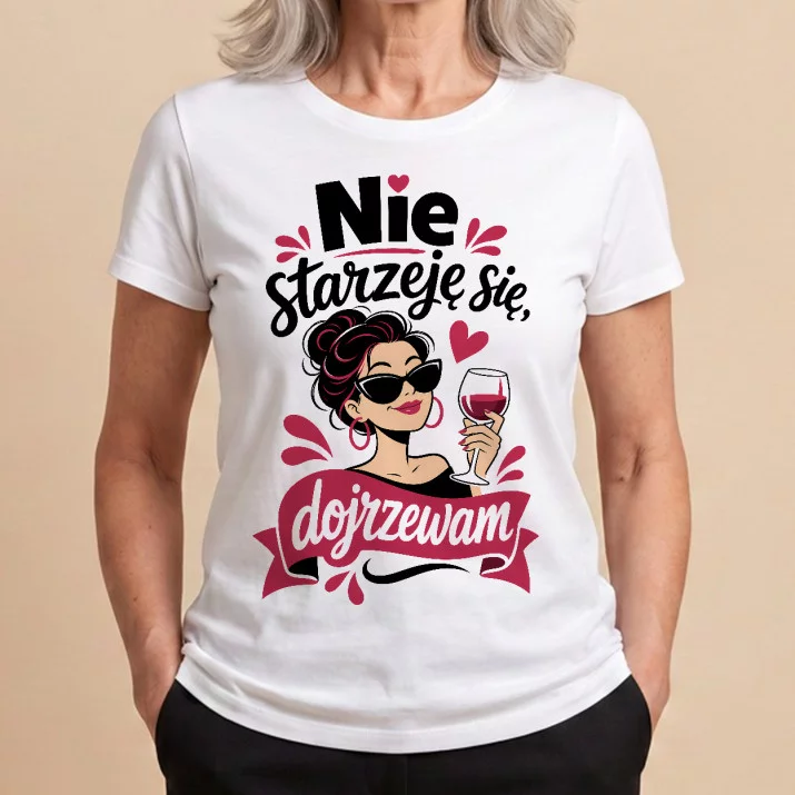 Koszulka Damska Biała Na Pięćdziesiątkę Prezent Dla Kobiety: Dojrzały Humor