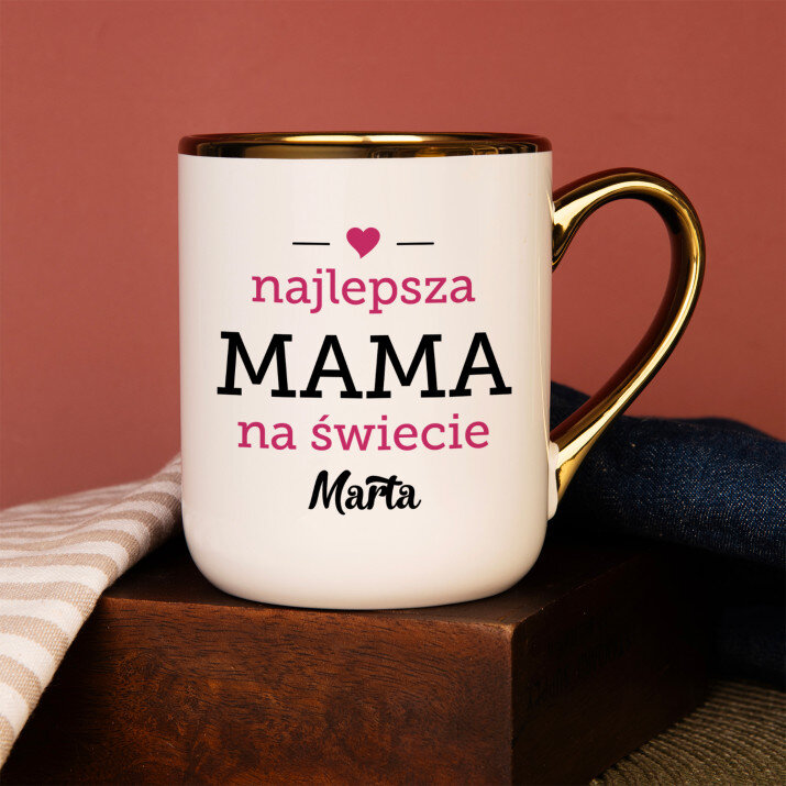 Mama - Kubek ceramiczny ze złotym rantem