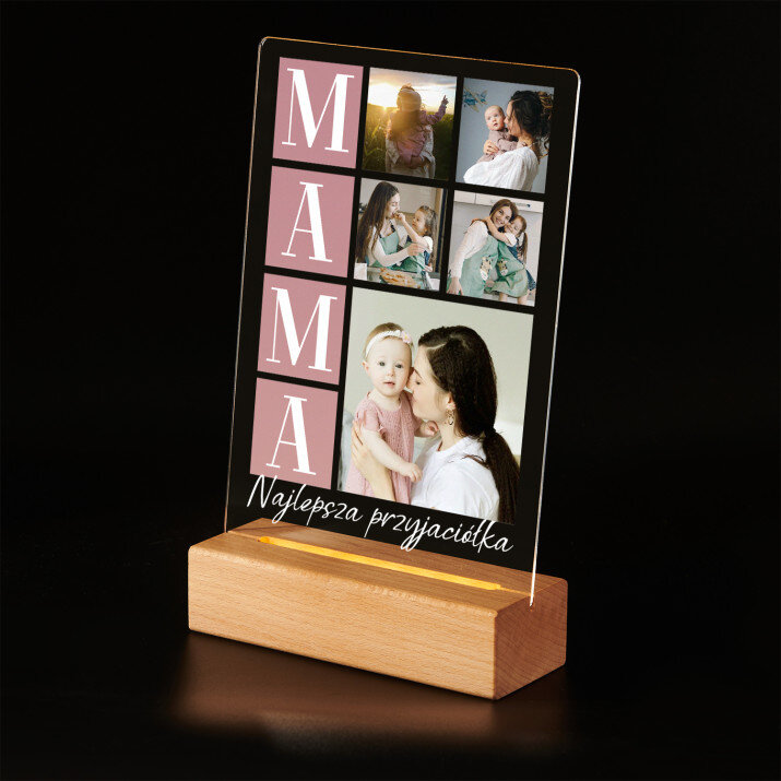 Mama najlepsza przyjaciółka - Wydruk na szkle akrylowym z podstawką led
