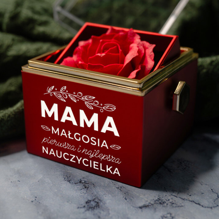 Mama pierwsza i najlepsza nauczycielka - Pudełko z różą na biżuterię