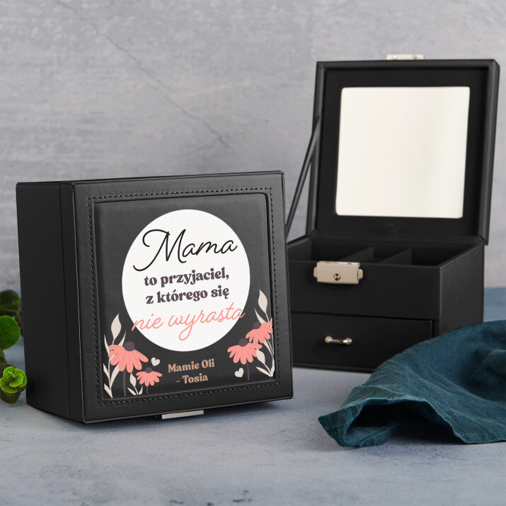 Mama to przyjaciel - Szkatułka czarna z lusterkiem