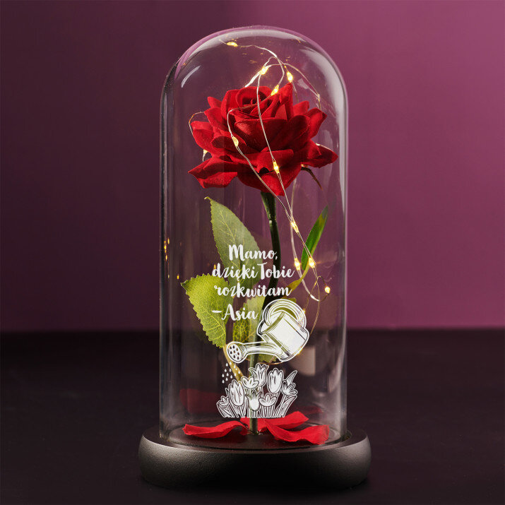 Mamo dzięki tobie rozkwitam - Wieczna róża w szkle