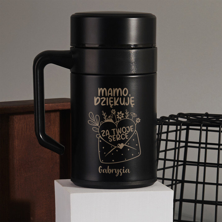 Mamo dziękuje za twoje serce - Kubek termiczny 400 ml