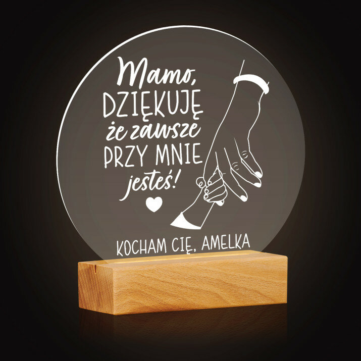 Mamo dziękuję, że jesteś - Lampka LED Koło