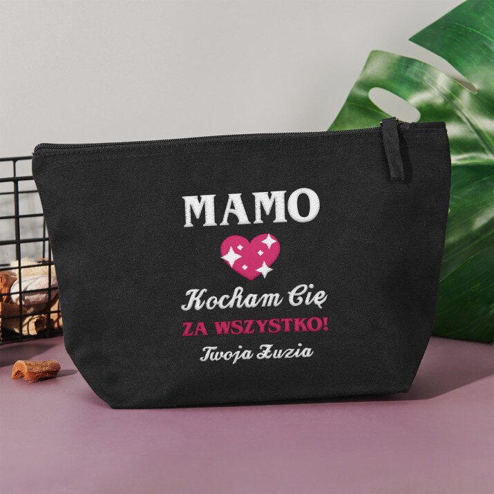Mamo kocham cię za wszystko - Damska kosmetyczka czarna
