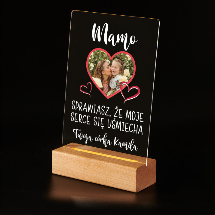 Mamo sprawiasz - Wydruk na szkle akrylowym z podstawką led Mamo sprawiasz - Wydruk na szkle akrylowym z podstawką led