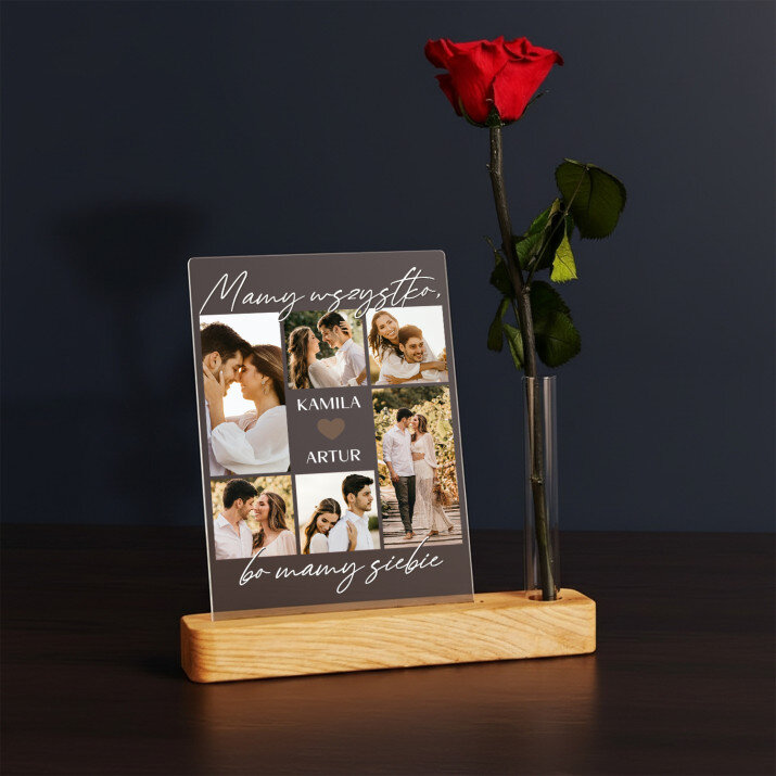 Mamy wszystko, bo mamy siebie - Wydruk na szkle akrylowym z różą