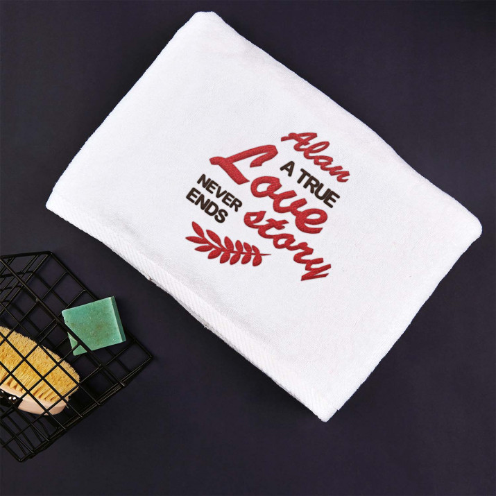 Man love story - ręcznik z haftem