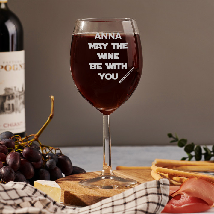 May the wine be with you - Grawerowany Kieliszek do wina