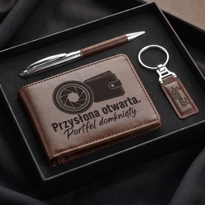 Zestaw Prezentowy Z Portfelem Dla Fotografa Prezent Dla Mężczyzny: Przysłona Otwarta. Zestaw Prezentowy Z Portfelem Dla Fotografa Prezent Dla Mężczyzny: Przysłona Otwarta.