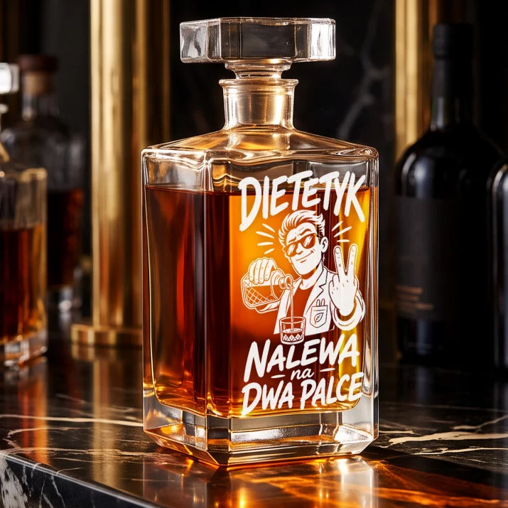 Karafka Do Whisky z Grawerem Dla Dietetyka Prezent: Dietetyk Nalewa Na Dwa Palce Karafka Do Whisky z Grawerem Dla Dietetyka Prezent: Dietetyk Nalewa Na Dwa Palce