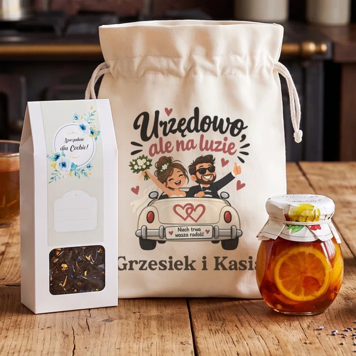Zestaw Prezentowy z Herbatą Na Ślub Cywilny Bez Wesela Prezent Dla Pary Młodej Pary: Urzędowo, Ale Na Luzie