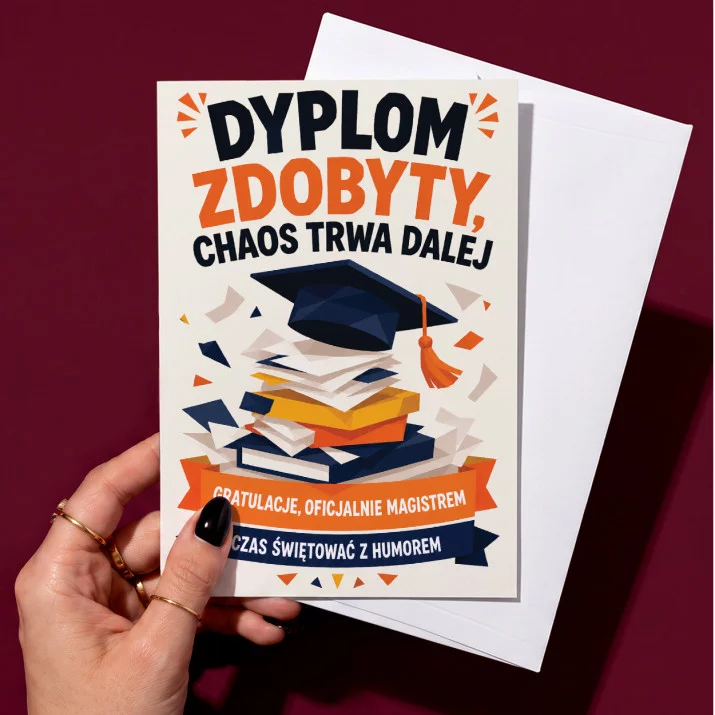 Kartka z Życzeniami Dla Magistra Dla Mężczyzny: Dyplomowy Chaos Kartka z Życzeniami Dla Magistra Dla Mężczyzny: Dyplomowy Chaos