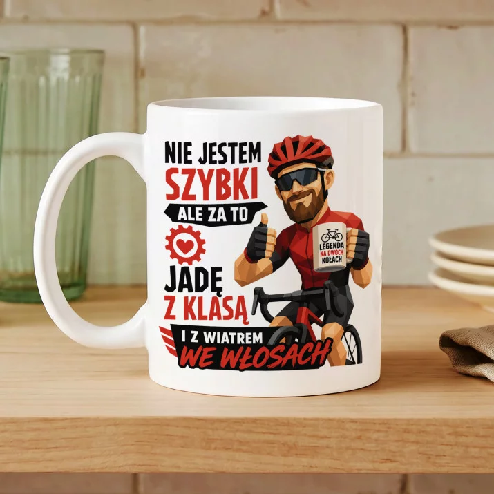 Kubek Z Nadrukiem Dla Kolarza Prezent Dla Mężczyzny: Styl I Szybkość Kubek Z Nadrukiem Dla Kolarza Prezent Dla Mężczyzny: Styl I Szybkość
