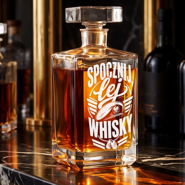 Karafka Do Whisky z Grawerem Dla Żołnierza Prezent Na Przysięgę Wojskową: Spocznij, Lej Whisky Karafka Do Whisky z Grawerem Dla Żołnierza Prezent Na Przysięgę Wojskową: Spocznij, Lej Whisky