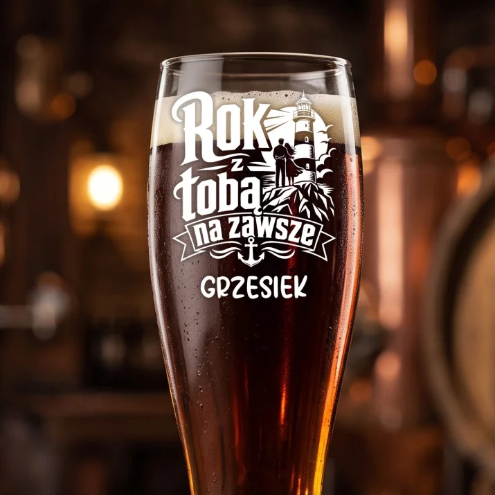 Szklanka Do Piwa Na Pierwszą Rocznicę Ślubu Prezent Na Walentynki Dla Mężczyzny: Rok Z Tobą Na Zawsze Szklanka Do Piwa Na Pierwszą Rocznicę Ślubu Prezent Na Walentynki Dla Mężczyzny: Rok Z Tobą Na Zawsze