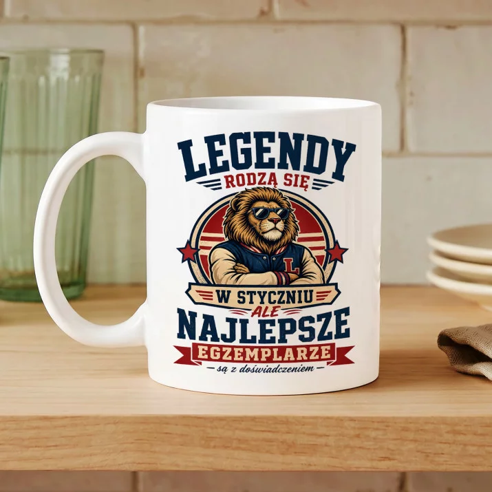 Kubek Z Nadrukiem Dla Niego Prezent Na Walentynki Dla Mężczyzny: Legendy Styczeń Lew