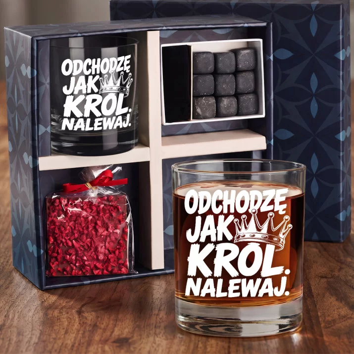 Zestaw Prezentowy Whisky Na Zakończenie Pracy Dla Mężczyzny: Odchodzę Jak Król