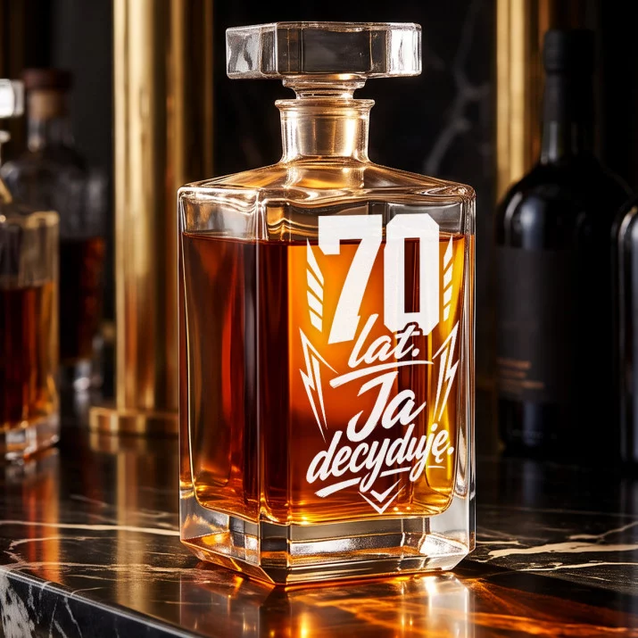 Karafka Do Whisky z Grawerem Dla 70 Latka Prezent Na 70 Urodziny: 70 Lat. Ja Decyduję. Karafka Do Whisky z Grawerem Dla 70 Latka Prezent Na 70 Urodziny: 70 Lat. Ja Decyduję.