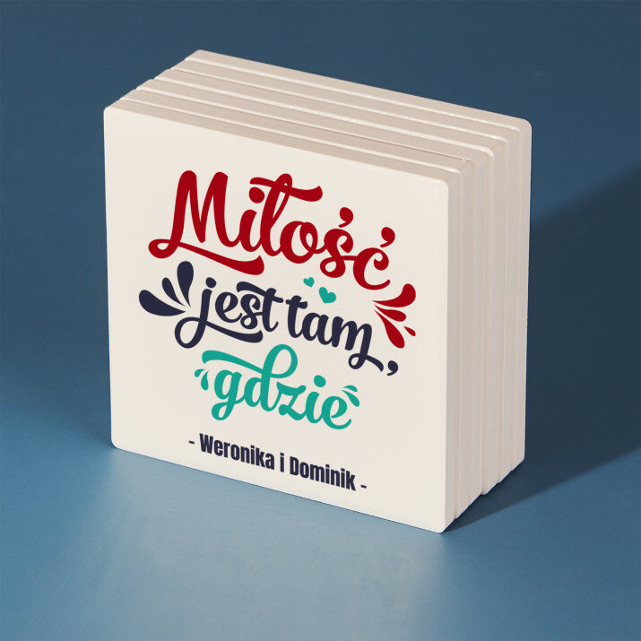 Miłość jest tam - Podkładki ceramiczne pod kubek