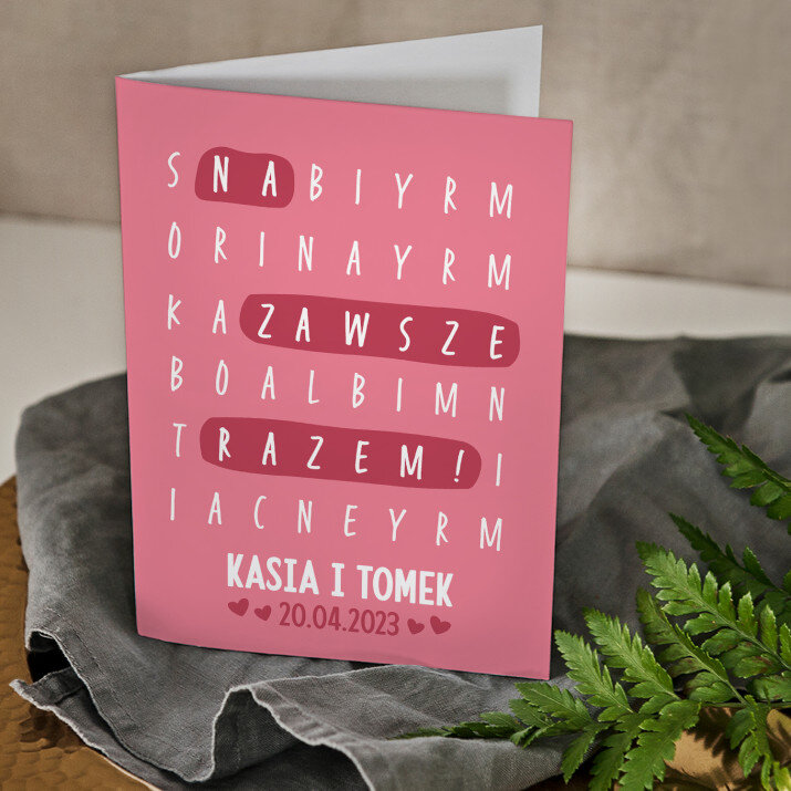 Miłosna wykreślanka - kartka z życzeniami