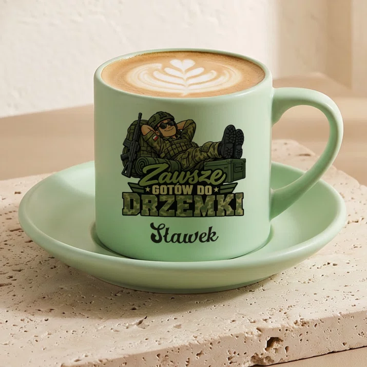 Filiżanka Personalizowana Dla Wojskowego Prezent Na Przysięgę Wojskową Dla Mężczyzny: Zawsze Gotów Do Drzemki Filiżanka Personalizowana Dla Wojskowego Prezent Na Przysięgę Wojskową Dla Mężczyzny: Zawsze Gotów Do Drzemki