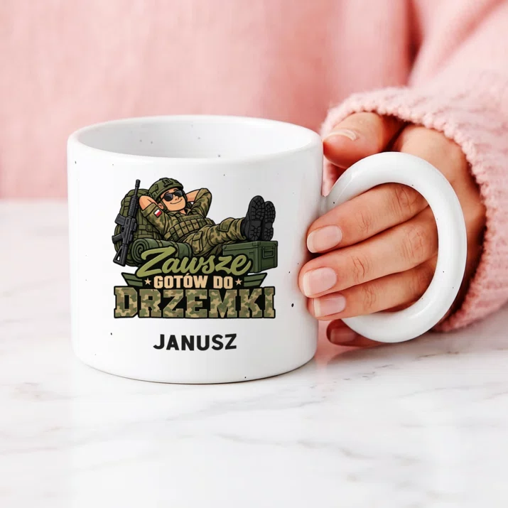 Kubek Premium Dla Wojskowego Prezent Na Przysięgę Wojskową Dla Mężczyzny: Zawsze Gotów Do Drzemki