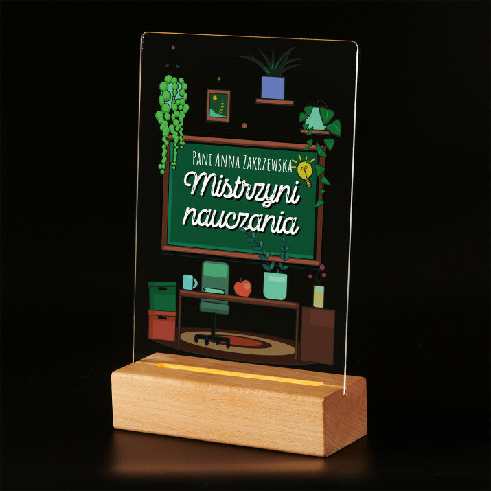 Mistrzyni nauczania - Wydruk na szkle akrylowym z podstawką led