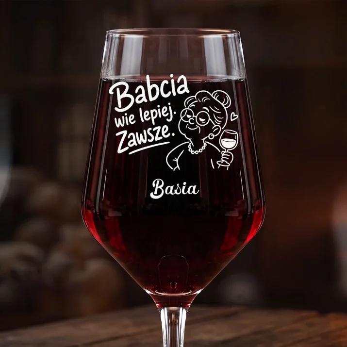 Mega Kieliszek Do Wina z Grawerem Na Dzień Babci Prezent Dla Babci Kobiety: Babcia Wie Lepiej Mega Kieliszek Do Wina z Grawerem Na Dzień Babci Prezent Dla Babci Kobiety: Babcia Wie Lepiej