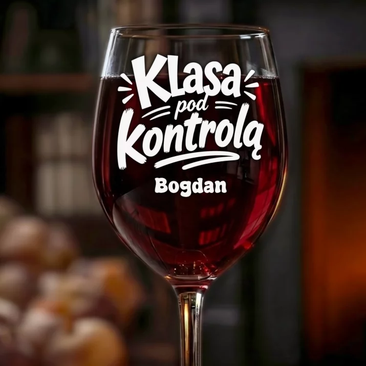 Kieliszek Do Wina z Grawerem Dla Wychowawcy Prezent Na Dzień Nauczyciela Dla Mężczyzny: Klasa Pod Kontrolą