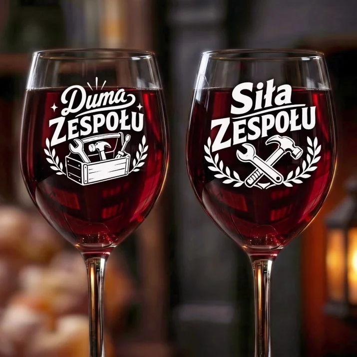 Dwa Kieliszki Do Wina Na Święta Dla Pracowników Prezent Dla Chłopaka Pary: Duma Zespołu Duet