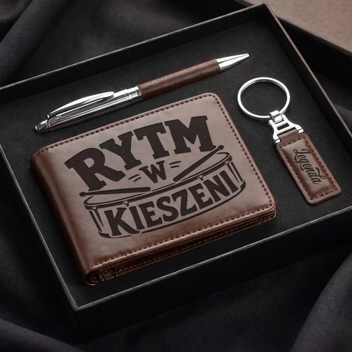 Zestaw Prezentowy Z Portfelem Dla Perkusisty Prezent Dla Mężczyzny: Rytm W Kieszeni Zestaw Prezentowy Z Portfelem Dla Perkusisty Prezent Dla Mężczyzny: Rytm W Kieszeni