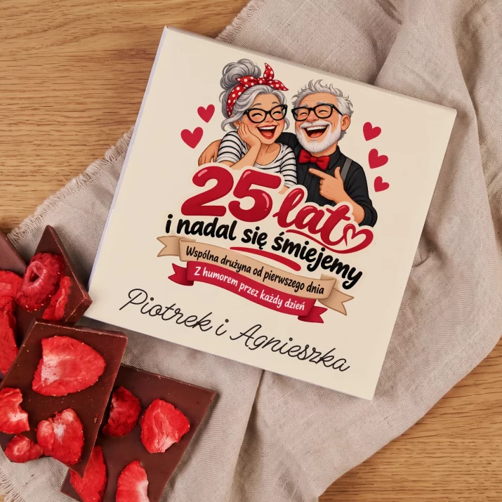 Czekolada z Truskawkami Na 25 Rocznicę Ślubu Prezent Dla Pary: 25 Lat I Nadal Się Czekolada z Truskawkami Na 25 Rocznicę Ślubu Prezent Dla Pary: 25 Lat I Nadal Się