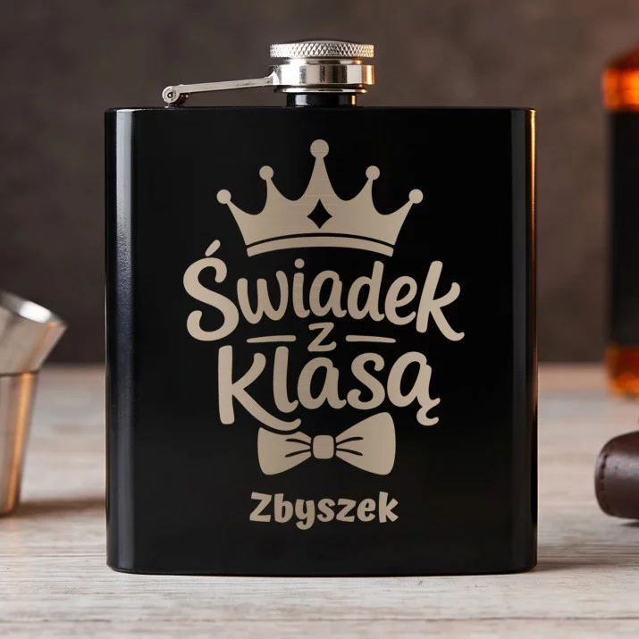 Piersiówka Z Grawerem Dla Świadka Prezent Dla Mężczyzny: Świadek Z Klasą