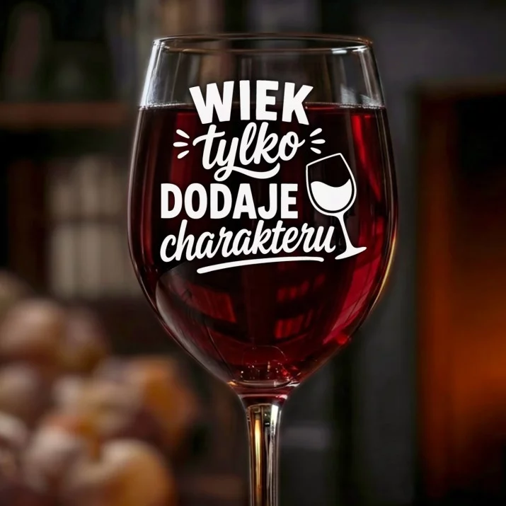 Kieliszek Do Wina Na Urodziny Prezent Dla Mężczyzny: Wiek Dodaje Charakteru Kieliszek Do Wina Na Urodziny Prezent Dla Mężczyzny: Wiek Dodaje Charakteru