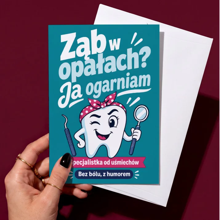 Kartka z Życzeniami Dla Dentystki Dla Kobiety: Humor Dentystyczny