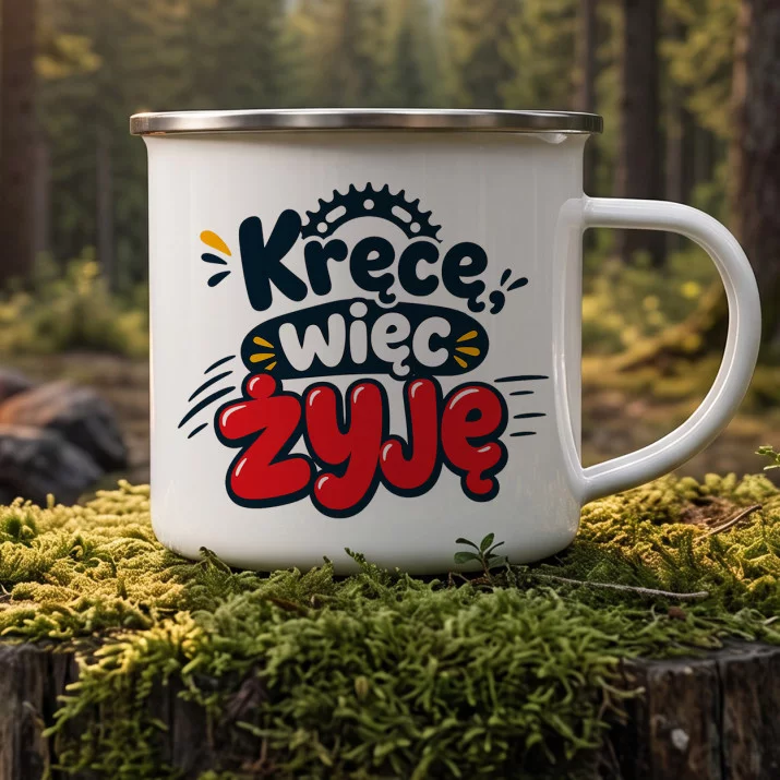 Kubek Emaliowany Dla Kolarza Prezent Dla Mężczyzny: Rowerowy Humor Kubek Emaliowany Dla Kolarza Prezent Dla Mężczyzny: Rowerowy Humor