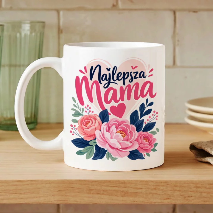 Kubek Z Nadrukiem Na Dzień Matki Prezent Dla Mamy Kobiety: Najlepsza Mama Kwiaty Kubek Z Nadrukiem Na Dzień Matki Prezent Dla Mamy Kobiety: Najlepsza Mama Kwiaty