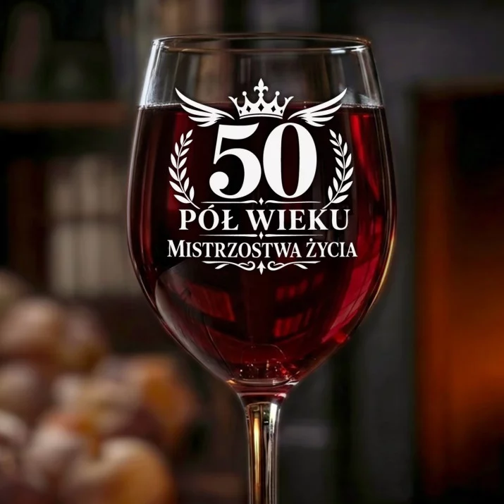 Kieliszek Do Wina Na 50 Urodziny Prezent Dla Mężczyzny: 50 Pół Wieku Korona