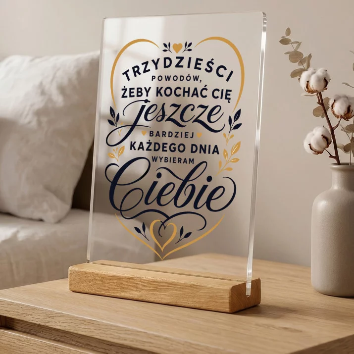 Druk Na Szkle Na 30 Urodziny Prezent Dla Mężczyzny: Trzydzieści Powodów Miłości