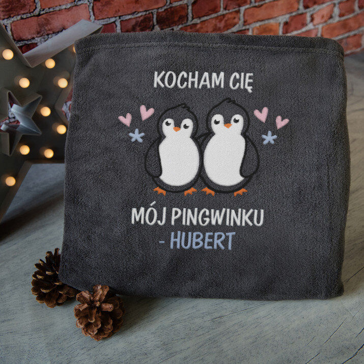 Mój pingwinek - koc z haftem