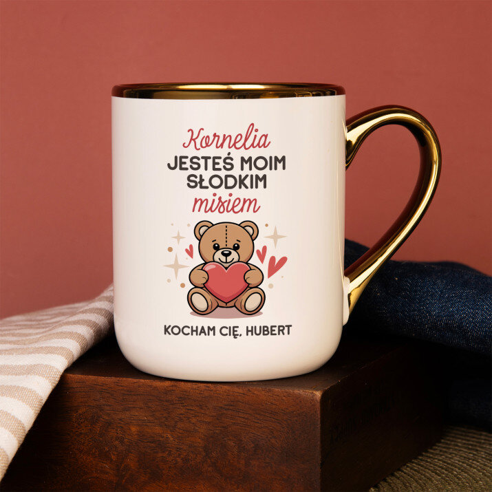 Mój słodki miś - Kubek ceramiczny ze złotym rantem