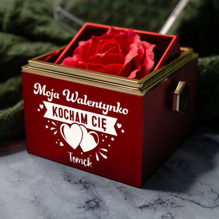 Moja walentynko - Pudełko z różą na biżuterię