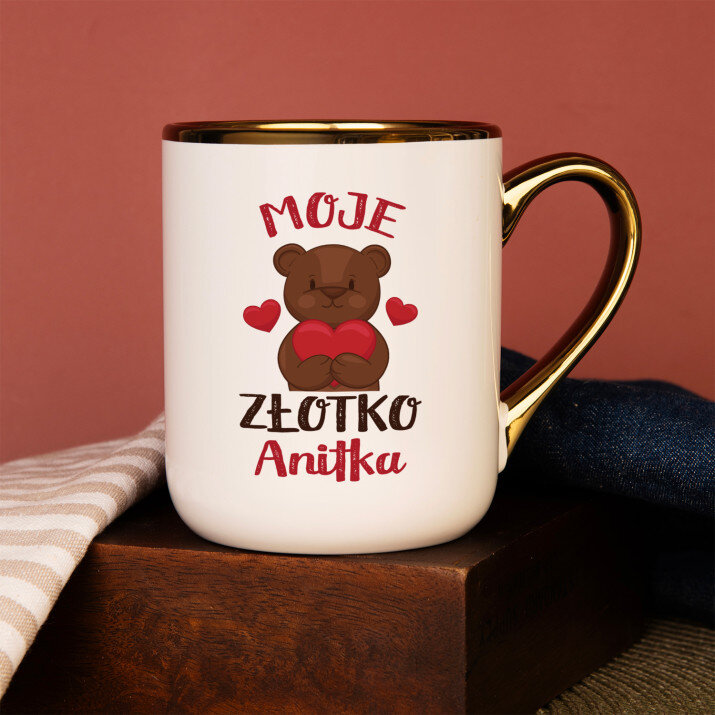 Moje złotko - Kubek ceramiczny ze złotym rantem