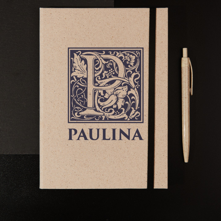 Monogram imię - Eko notes A5 z trawy